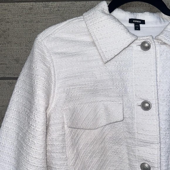 Tweed Novelty Button Cropped Shacket - Picture 3 of 5